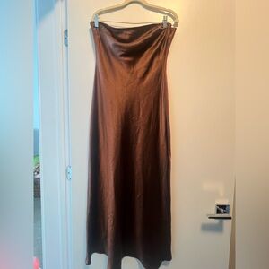 Forever 21 Strapless Brown Satin Dress
